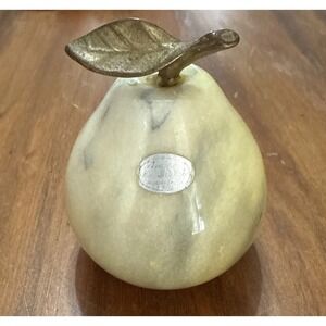 Vintage Andrea By Sadek Alabaster Pear Metal Leaf
